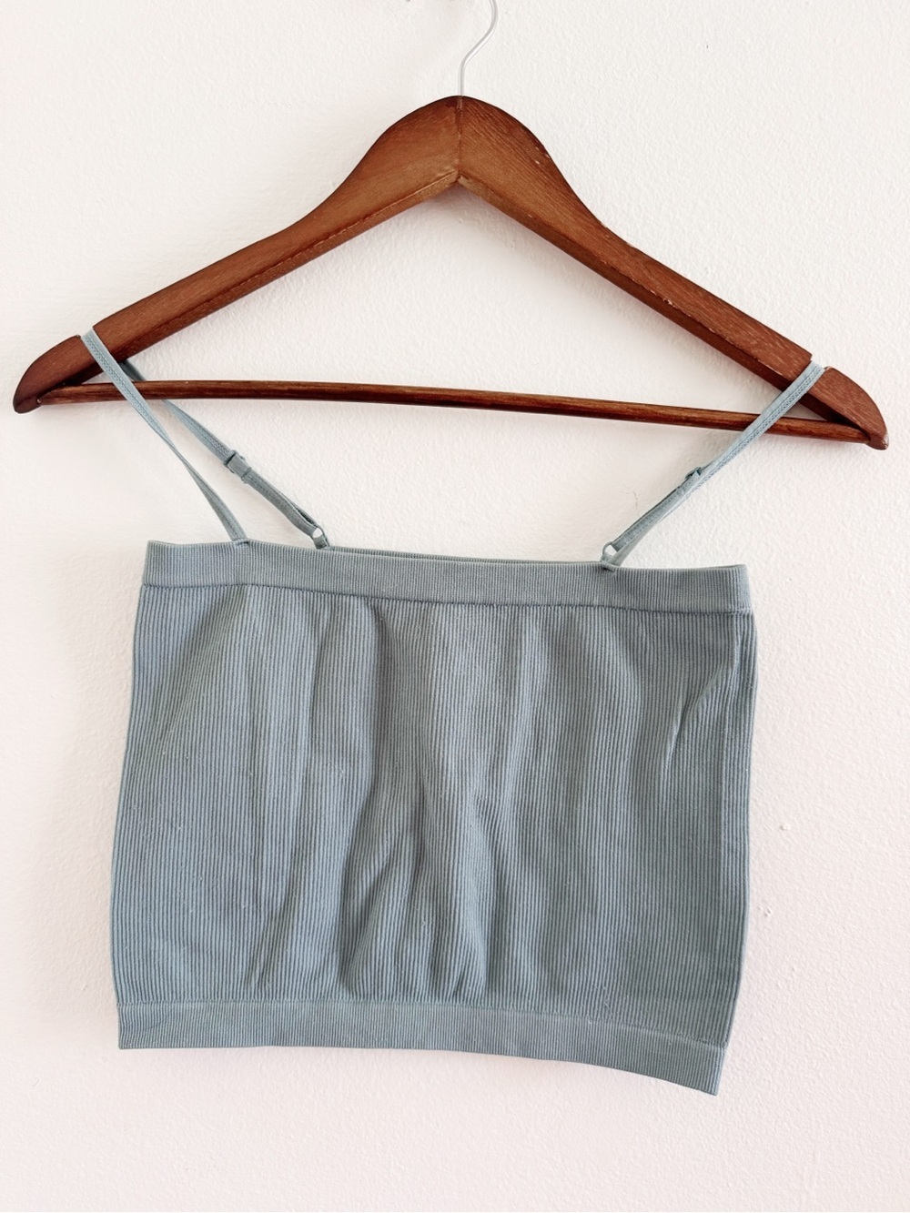 Bozzolo Dusty Blue Ribbed Crop Cami S/M